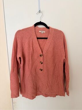 Pink madewell Button-down V-Neck Sweater size Small